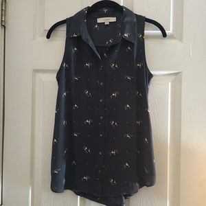 Loft Blouse with Bird Pattern - Petite